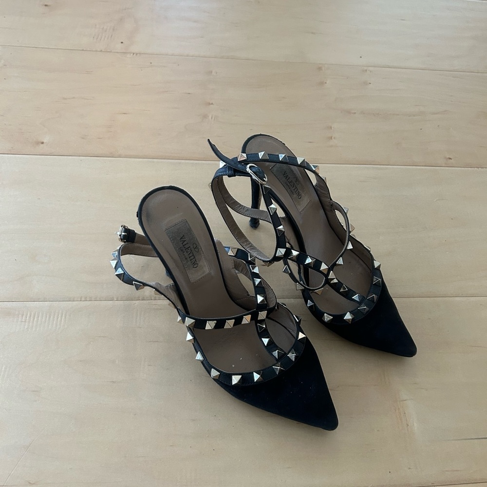 Valentino Black Heels with Silver Studs